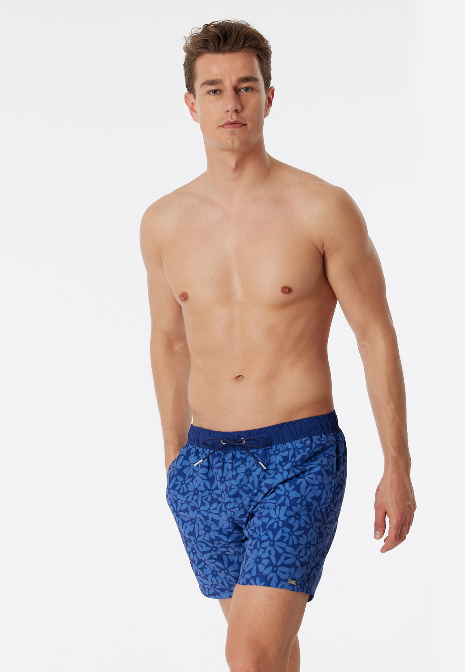 Badeshorts Webware Blumen gemustert navy - Casual Swim 9 von Schiesser