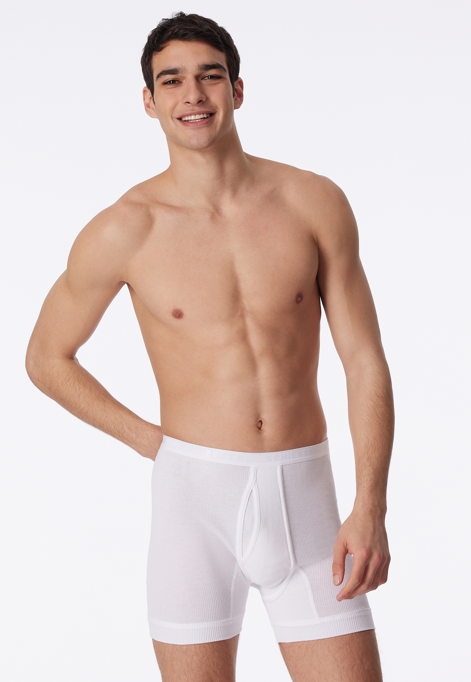 Unterhose kurz mit Eingriff Doppelripp weiß - Original Classics 10 von Schiesser