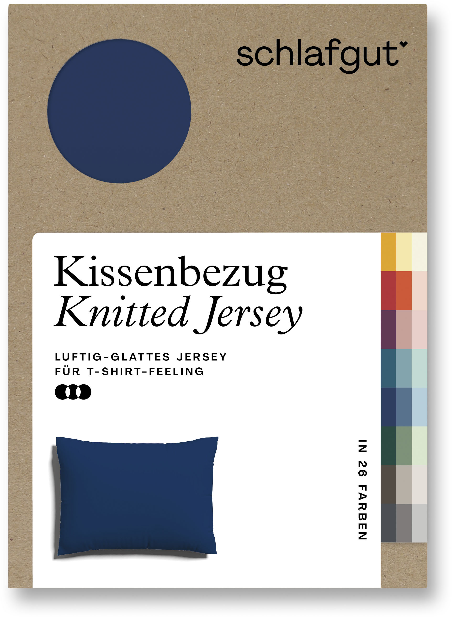 Schlafgut Kissenbezug »Knitted Jersey aus Bio-Baumwolle mit Elasthan, bügelfrei,«, (1 St.), besonders fein gestrickt, Kissenhülle mit farbigem Reissverschluss von Schlafgut