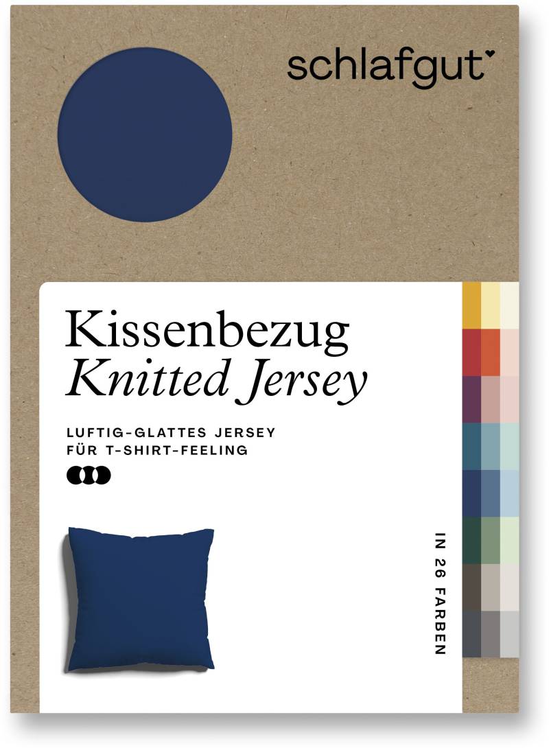 Schlafgut Kissenbezug »Knitted Jersey aus Bio-Baumwolle mit Elasthan, bügelfrei,«, (1 St.), besonders fein gestrickt, Kissenhülle mit farbigem Reissverschluss von Schlafgut