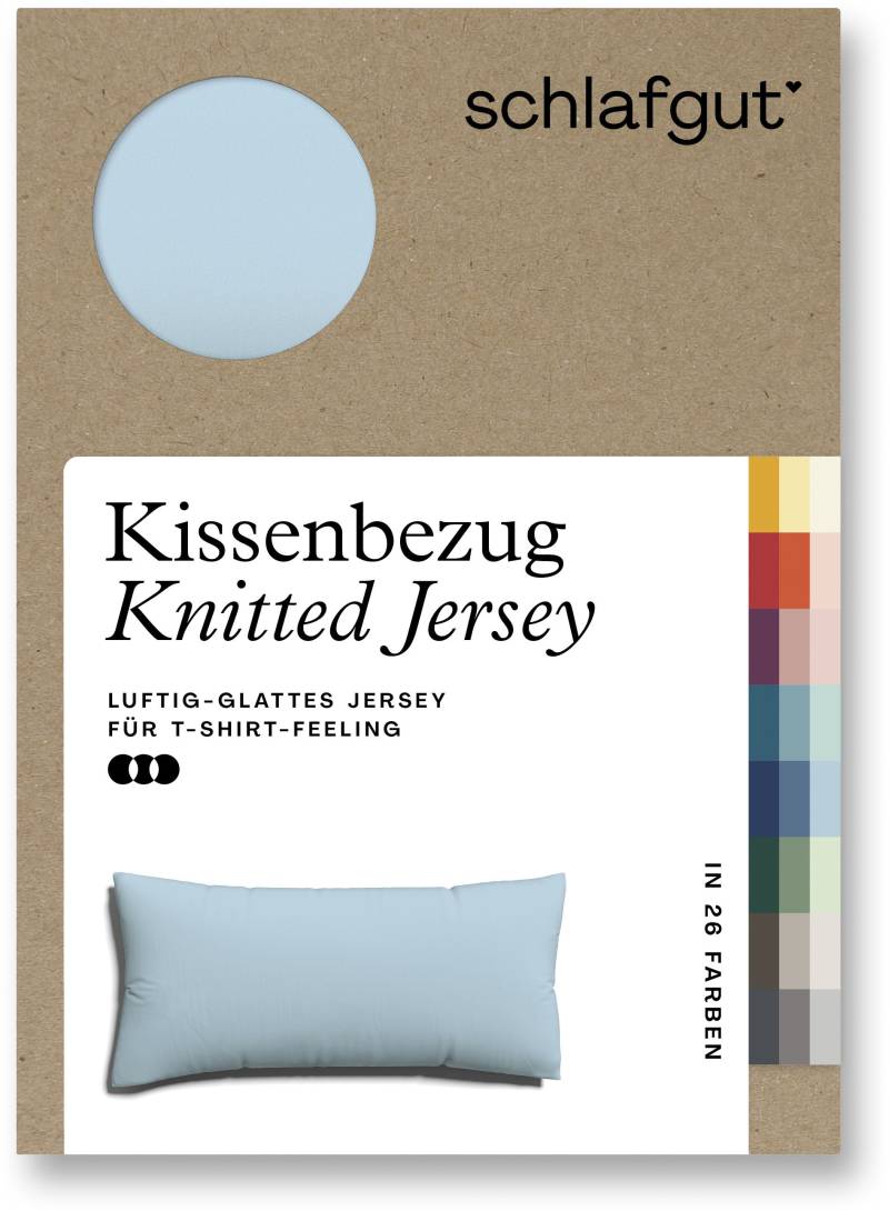 Schlafgut Kissenbezug »Knitted Jersey aus Bio-Baumwolle mit Elasthan, bügelfrei,«, (1 St.), besonders fein gestrickt, Kissenhülle mit farbigem Reissverschluss von Schlafgut