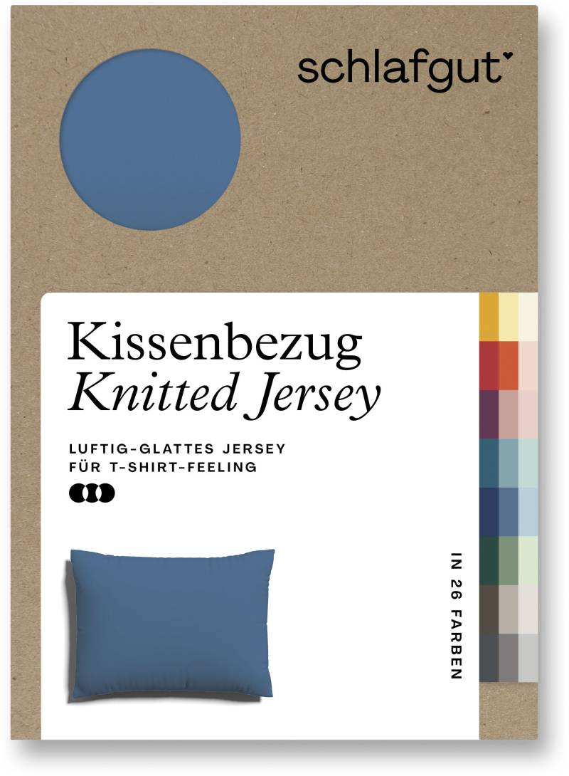 Schlafgut Kissenbezug »Knitted Jersey aus Bio-Baumwolle mit Elasthan, bügelfrei,«, (1 St.), besonders fein gestrickt, Kissenhülle mit farbigem Reissverschluss von Schlafgut