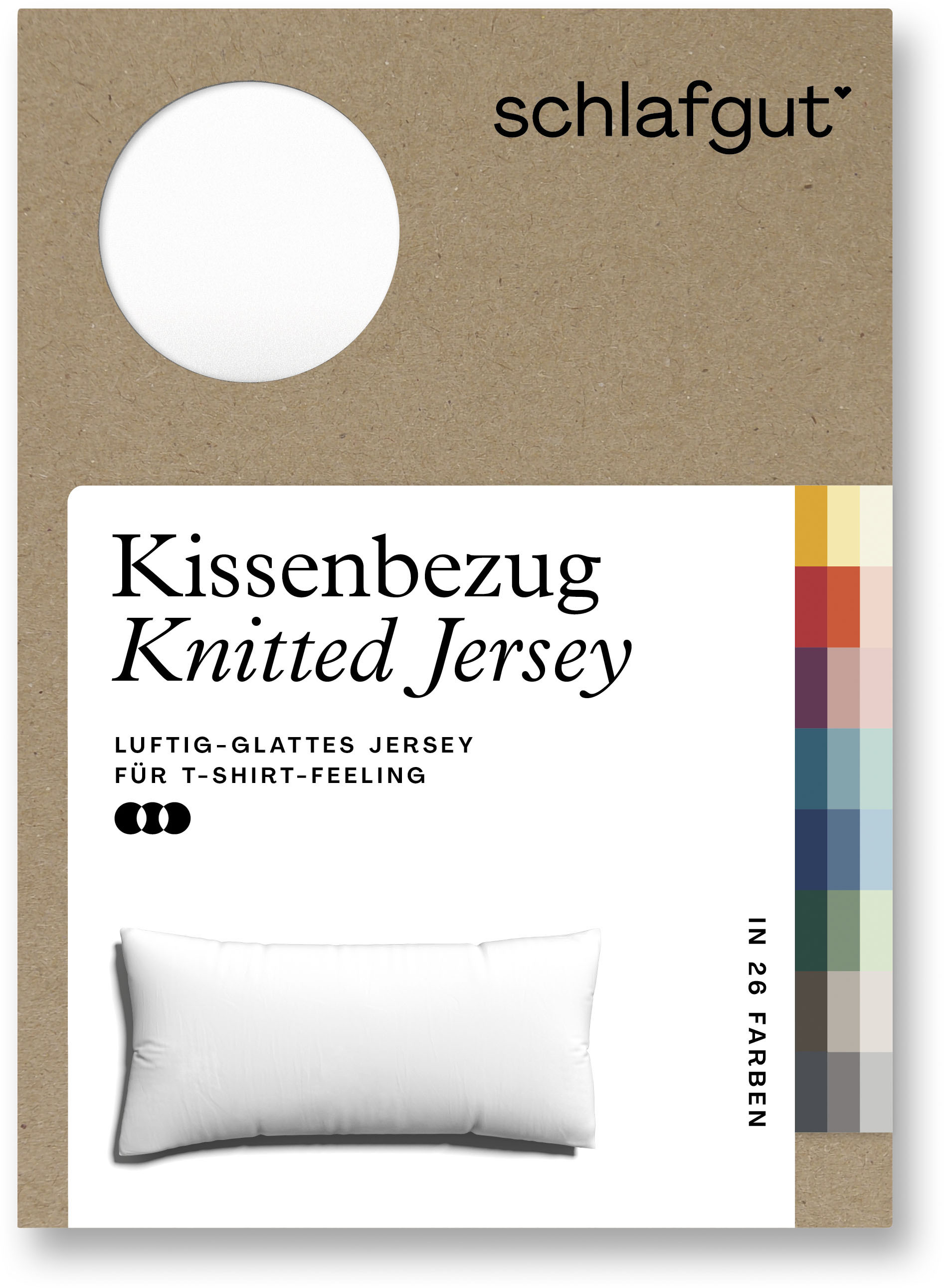 Schlafgut Kissenbezug »Knitted Jersey aus Bio-Baumwolle mit Elasthan, bügelfrei,«, (1 St.), besonders fein gestrickt, Kissenhülle mit farbigem Reissverschluss von Schlafgut