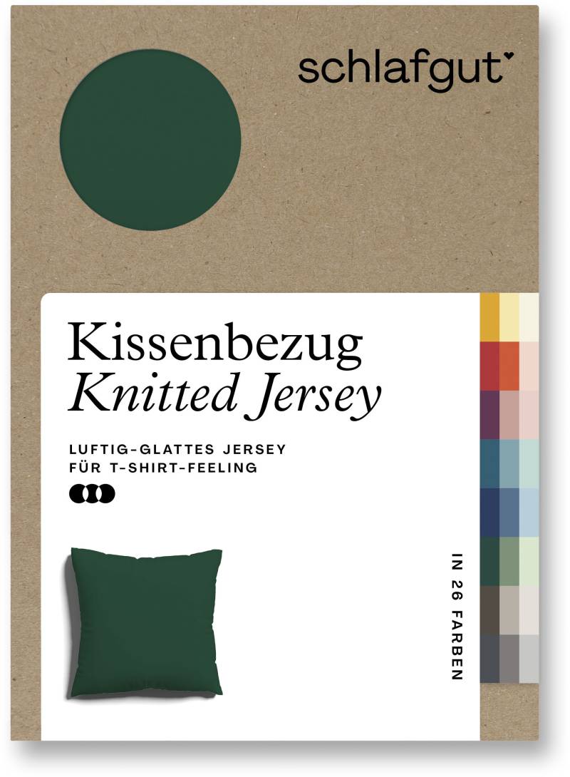 Schlafgut Kissenbezug »Knitted Jersey aus Bio-Baumwolle mit Elasthan, bügelfrei,«, (1 St.), besonders fein gestrickt, Kissenhülle mit farbigem Reissverschluss von Schlafgut