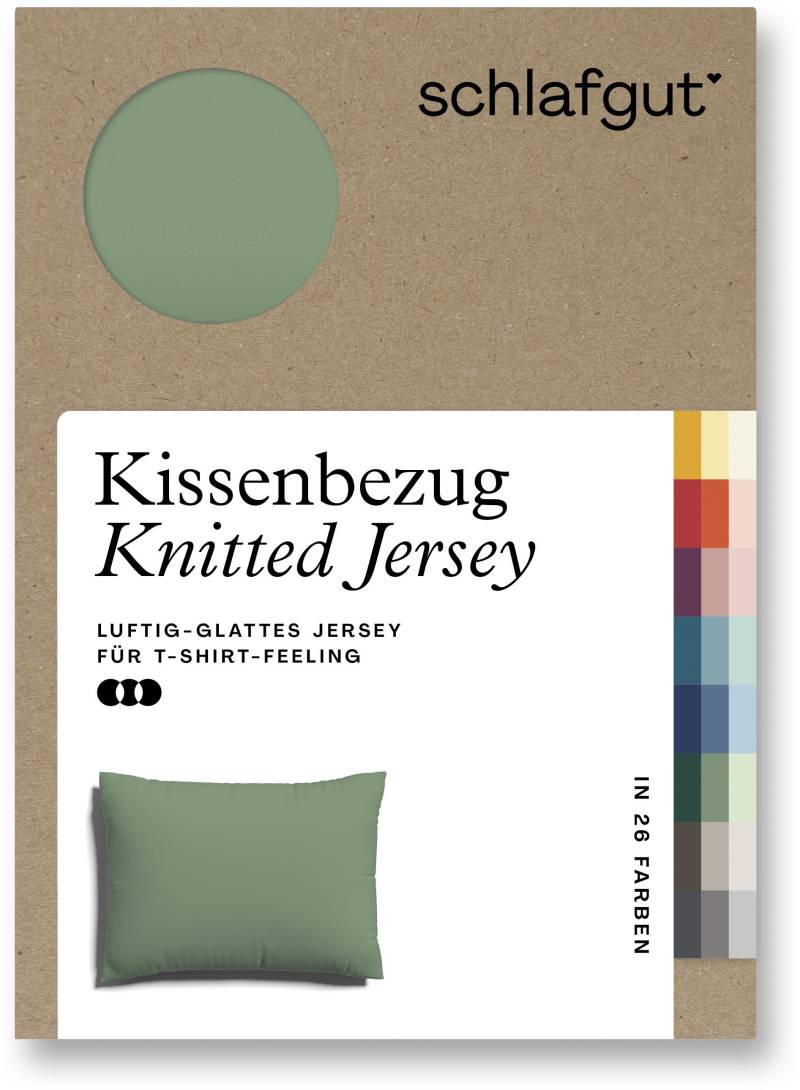 Schlafgut Kissenbezug »Knitted Jersey aus Bio-Baumwolle mit Elasthan, bügelfrei,«, (1 St.), besonders fein gestrickt, Kissenhülle mit farbigem Reissverschluss von Schlafgut