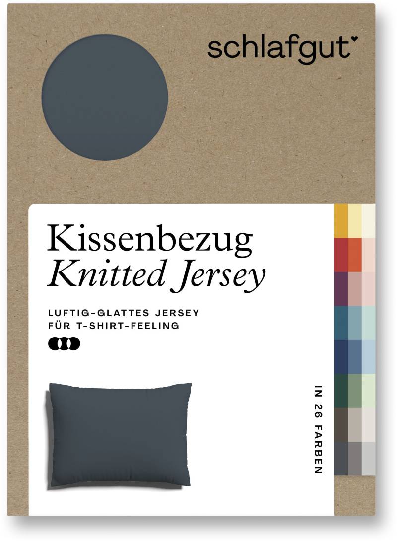 Schlafgut Kissenbezug »Knitted Jersey aus Bio-Baumwolle mit Elasthan, bügelfrei,«, (1 St.), besonders fein gestrickt, Kissenhülle mit farbigem Reissverschluss von Schlafgut