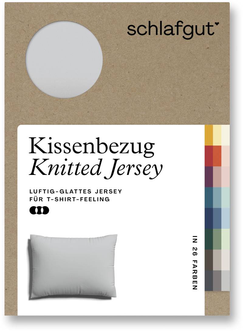 Schlafgut Kissenbezug »Knitted Jersey aus Bio-Baumwolle mit Elasthan, bügelfrei,«, (1 St.), besonders fein gestrickt, Kissenhülle mit farbigem Reissverschluss von Schlafgut