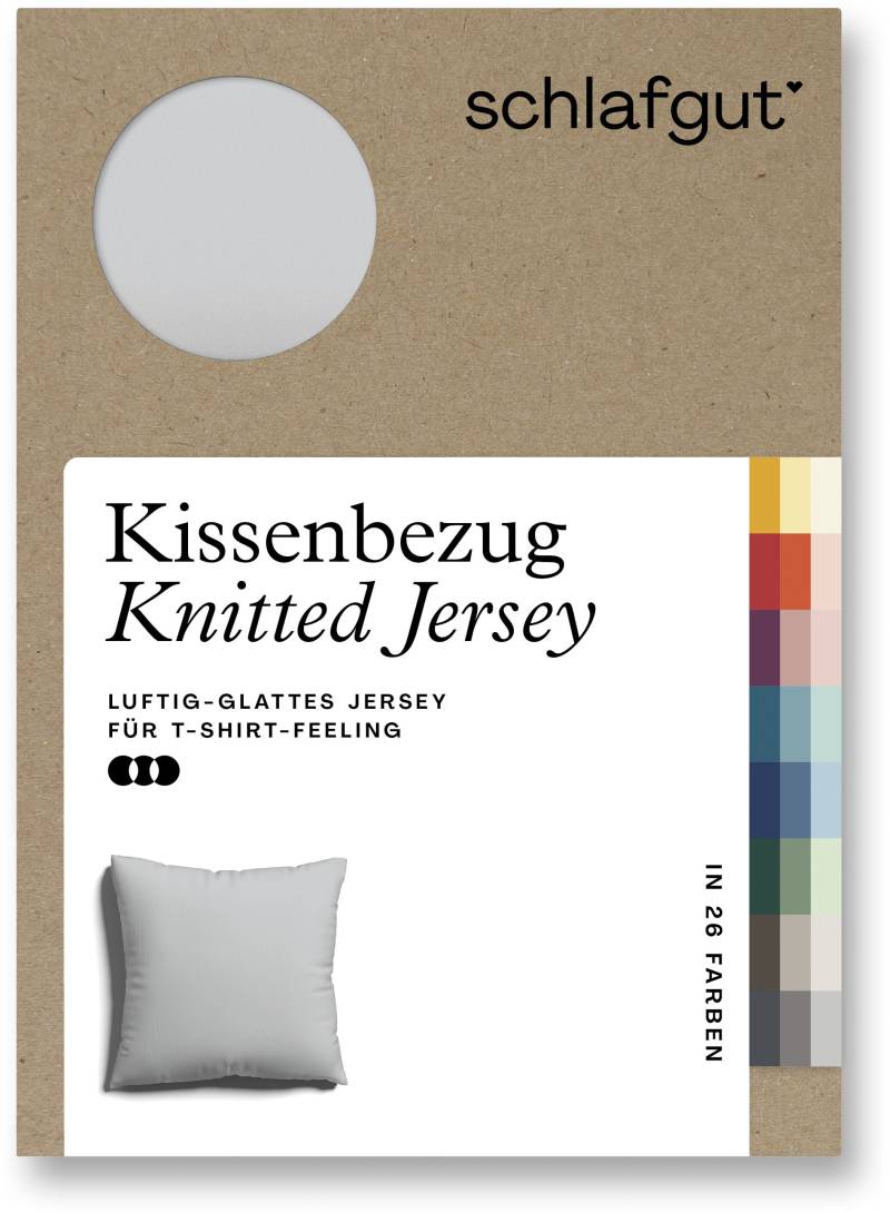 Schlafgut Kissenbezug »Knitted Jersey aus Bio-Baumwolle mit Elasthan, bügelfrei,«, (1 St.), besonders fein gestrickt, Kissenhülle mit farbigem Reissverschluss von Schlafgut