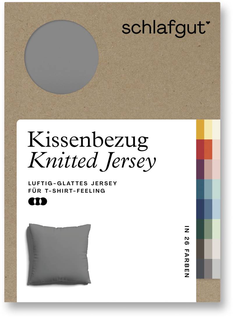 Schlafgut Kissenbezug »Knitted Jersey aus Bio-Baumwolle mit Elasthan, bügelfrei,«, (1 St.), besonders fein gestrickt, Kissenhülle mit farbigem Reissverschluss von Schlafgut