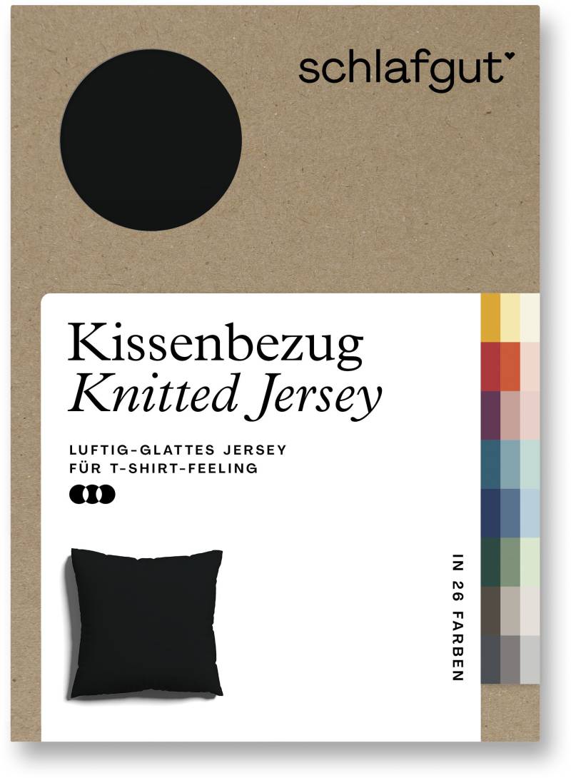 Schlafgut Kissenbezug »Knitted Jersey aus Bio-Baumwolle mit Elasthan, bügelfrei,«, (1 St.), besonders fein gestrickt, Kissenhülle mit farbigem Reissverschluss von Schlafgut