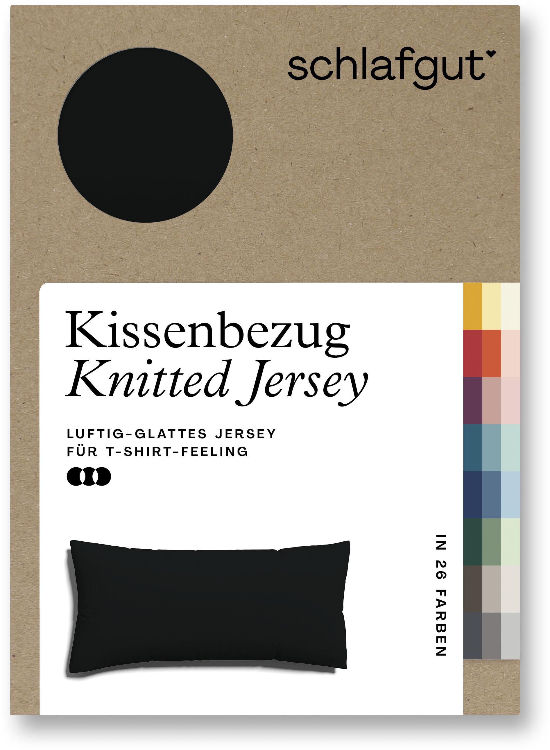 Schlafgut Kissenbezug »Knitted Jersey aus Bio-Baumwolle mit Elasthan, bügelfrei,«, (1 St.), besonders fein gestrickt, Kissenhülle mit farbigem Reissverschluss von Schlafgut