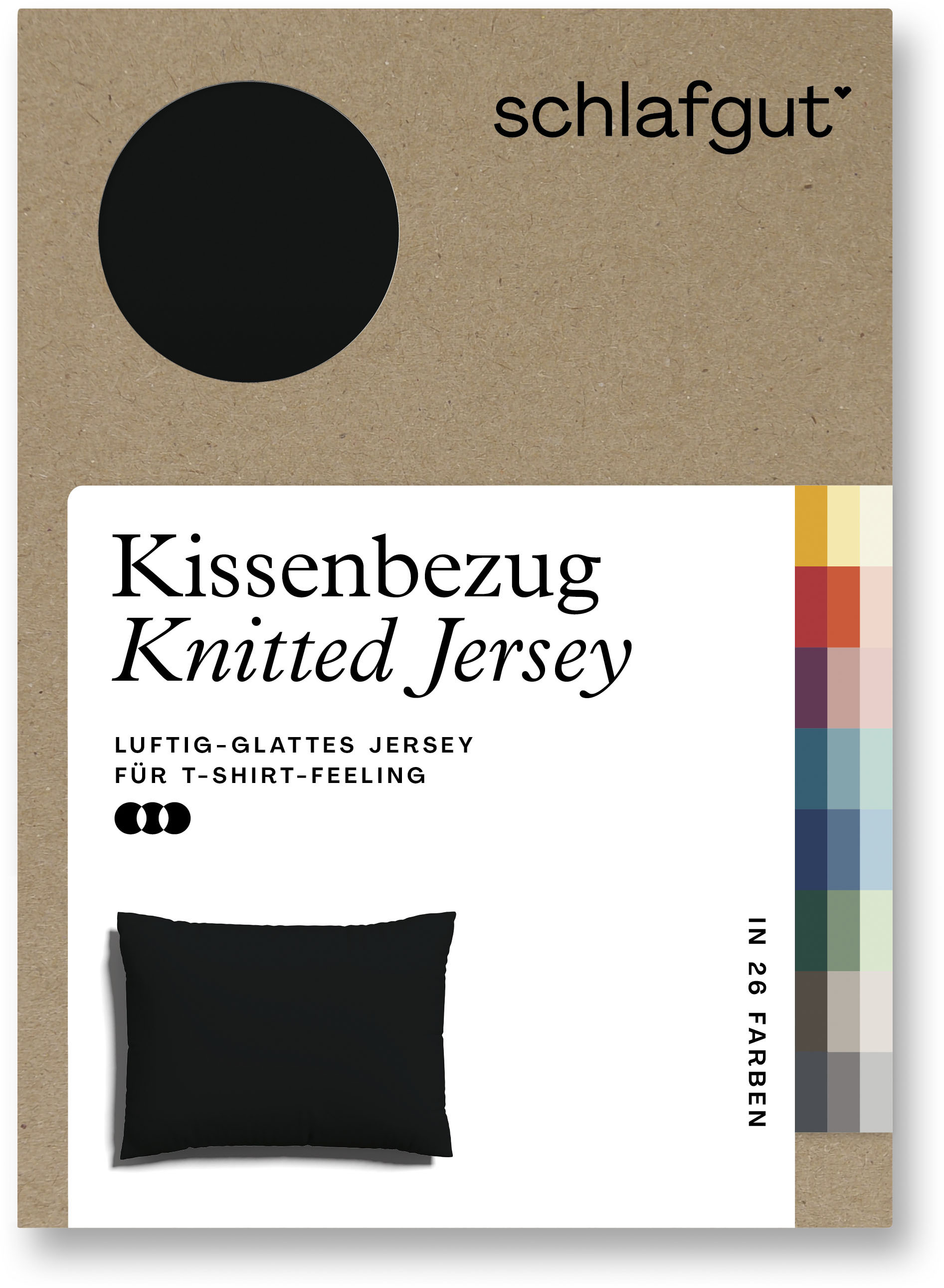 Schlafgut Kissenbezug »Knitted Jersey aus Bio-Baumwolle mit Elasthan, bügelfrei,«, (1 St.), besonders fein gestrickt, Kissenhülle mit farbigem Reissverschluss von Schlafgut