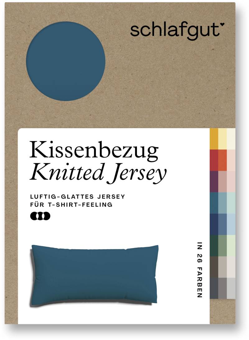 Schlafgut Kissenbezug »Knitted Jersey aus Bio-Baumwolle mit Elasthan, bügelfrei,«, (1 St.), besonders fein gestrickt, Kissenhülle mit farbigem Reissverschluss von Schlafgut