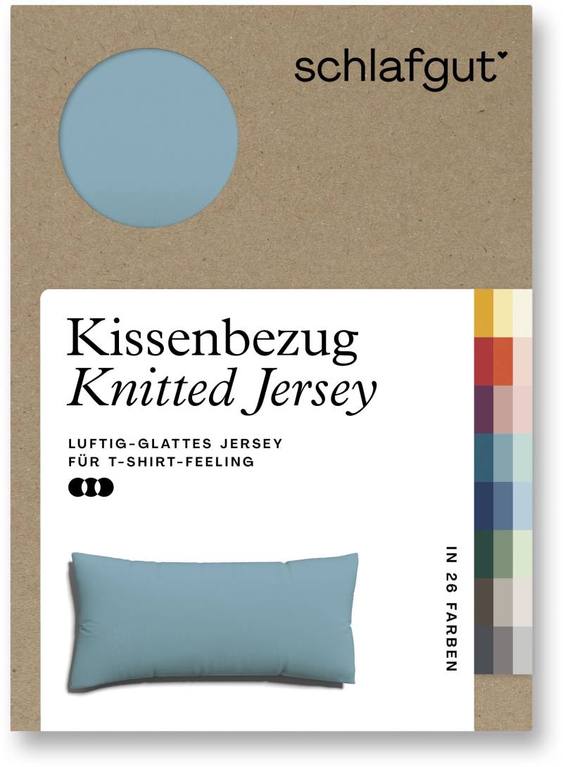 Schlafgut Kissenbezug »Knitted Jersey aus Bio-Baumwolle mit Elasthan, bügelfrei,«, (1 St.), besonders fein gestrickt, Kissenhülle mit farbigem Reissverschluss von Schlafgut