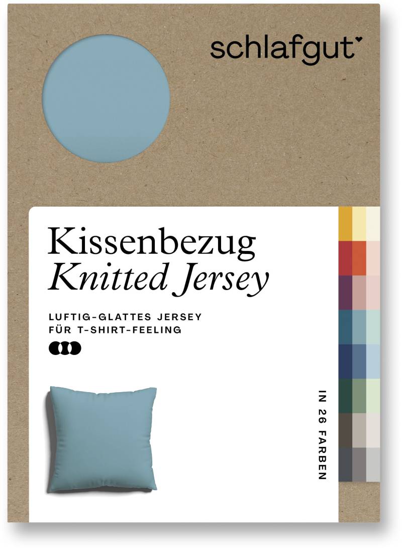 Schlafgut Kissenbezug »Knitted Jersey aus Bio-Baumwolle mit Elasthan, bügelfrei,«, (1 St.), besonders fein gestrickt, Kissenhülle mit farbigem Reissverschluss von Schlafgut