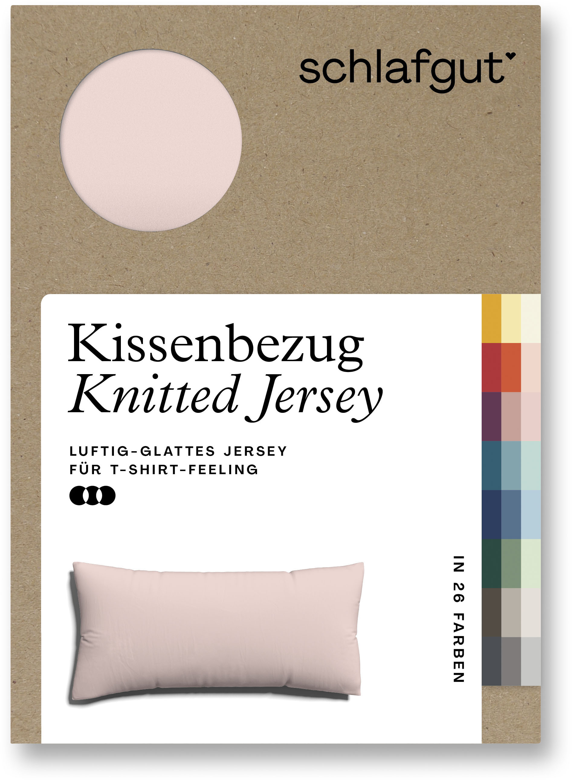 Schlafgut Kissenbezug »Knitted Jersey aus Bio-Baumwolle mit Elasthan, bügelfrei,«, (1 St.), besonders fein gestrickt, Kissenhülle mit farbigem Reissverschluss von Schlafgut