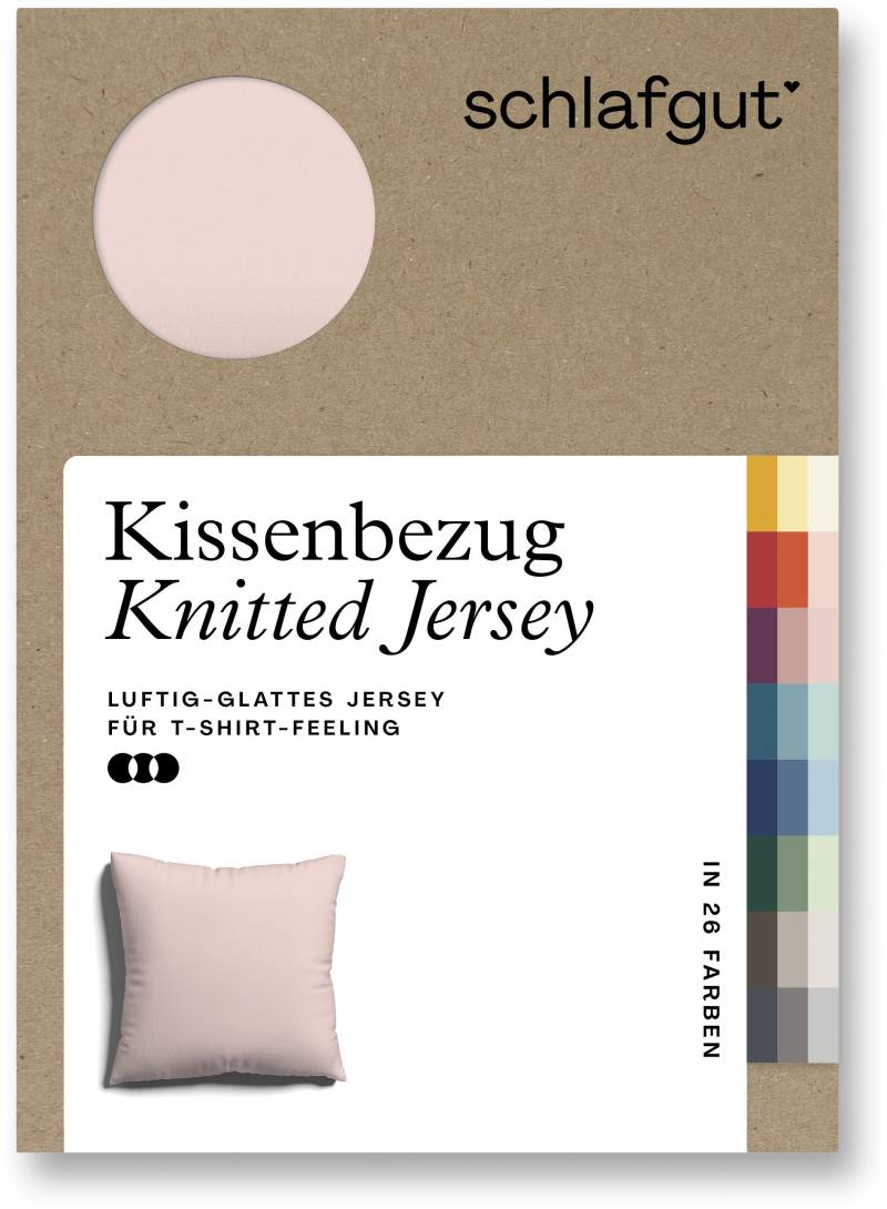 Schlafgut Kissenbezug »Knitted Jersey aus Bio-Baumwolle mit Elasthan, bügelfrei,«, (1 St.), besonders fein gestrickt, Kissenhülle mit farbigem Reissverschluss von Schlafgut