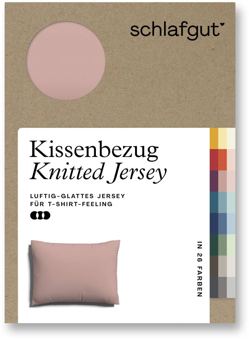 Schlafgut Kissenbezug »Knitted Jersey aus Bio-Baumwolle mit Elasthan, bügelfrei,«, (1 St.), besonders fein gestrickt, Kissenhülle mit farbigem Reissverschluss von Schlafgut