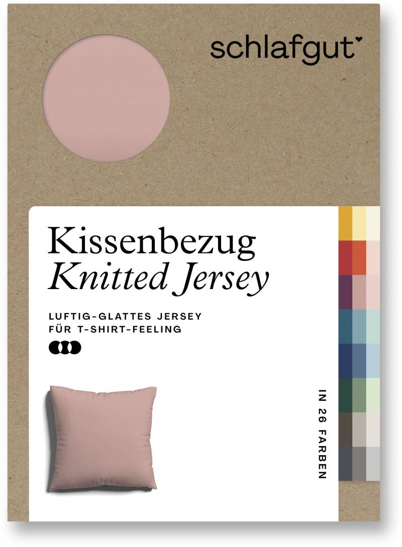 Schlafgut Kissenbezug »Knitted Jersey aus Bio-Baumwolle mit Elasthan, bügelfrei,«, (1 St.), besonders fein gestrickt, Kissenhülle mit farbigem Reissverschluss von Schlafgut