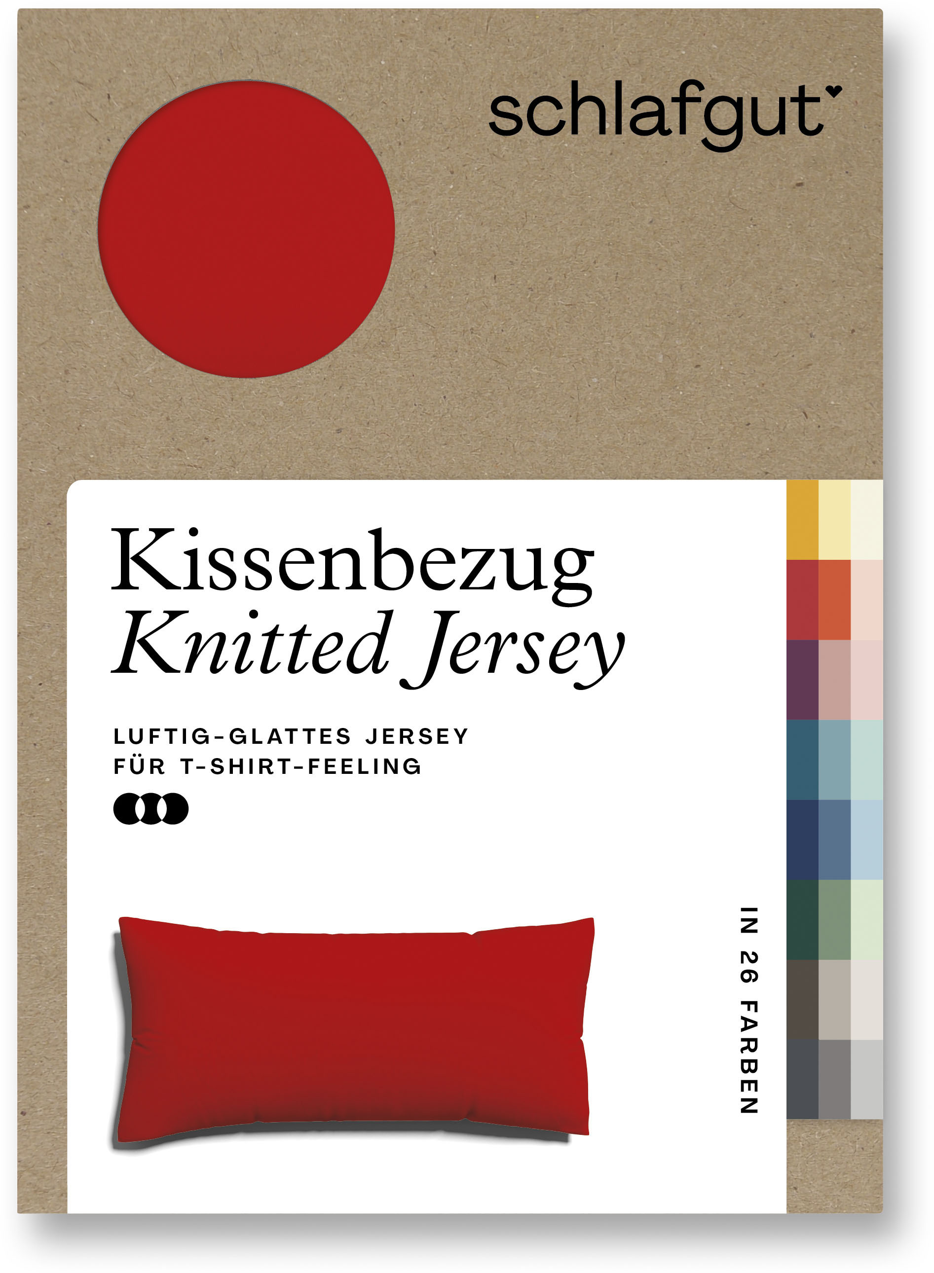 Schlafgut Kissenbezug »Knitted Jersey aus Bio-Baumwolle mit Elasthan, bügelfrei,«, (1 St.), besonders fein gestrickt, Kissenhülle mit farbigem Reissverschluss von Schlafgut