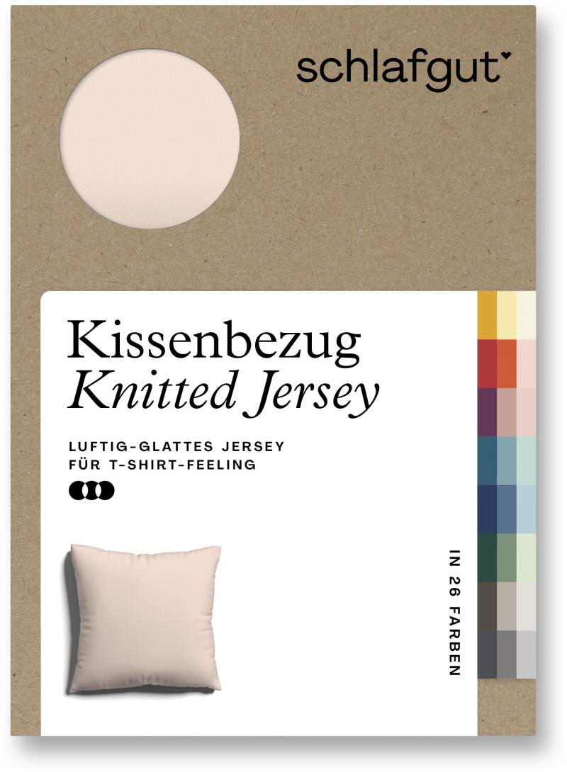 Schlafgut Kissenbezug »Knitted Jersey aus Bio-Baumwolle mit Elasthan, bügelfrei,«, (1 St.), besonders fein gestrickt, Kissenhülle mit farbigem Reissverschluss von Schlafgut