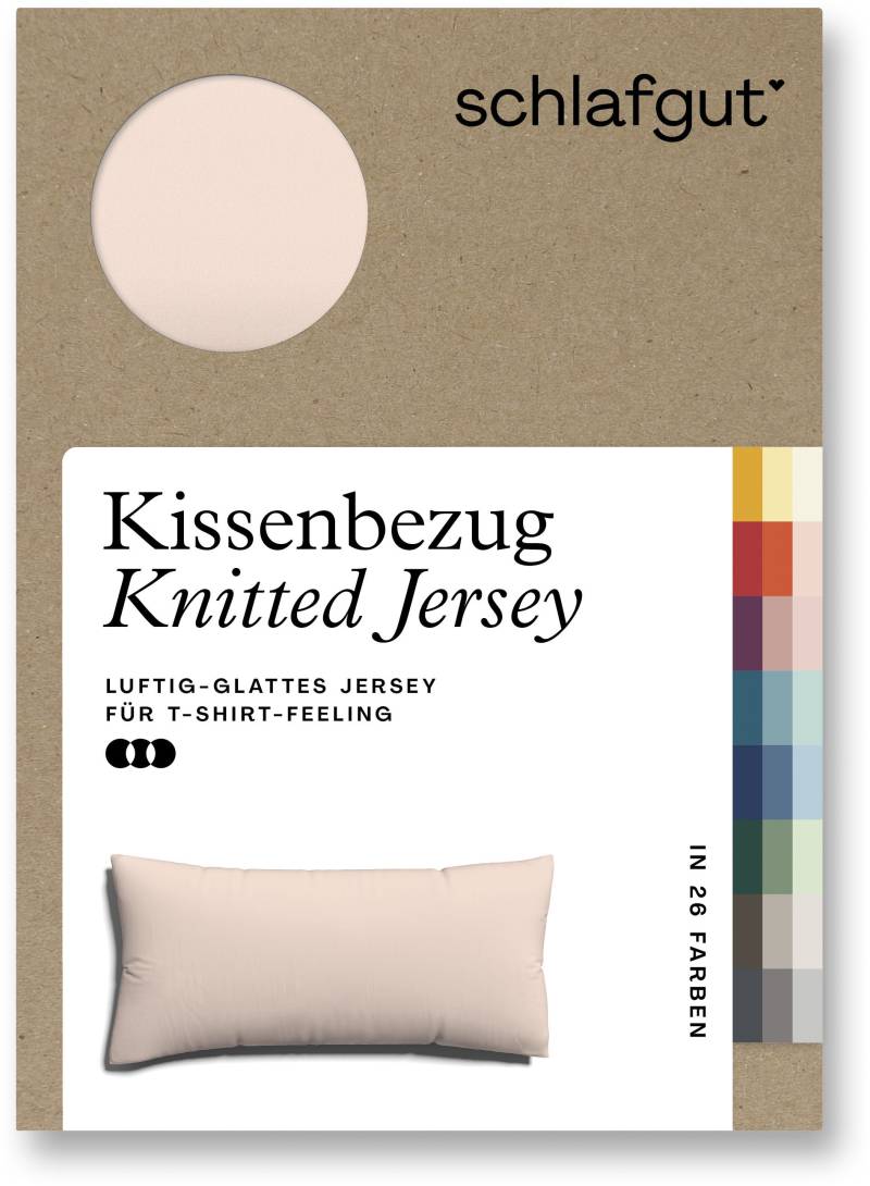 Schlafgut Kissenbezug »Knitted Jersey aus Bio-Baumwolle mit Elasthan, bügelfrei,«, (1 St.), besonders fein gestrickt, Kissenhülle mit farbigem Reissverschluss von Schlafgut