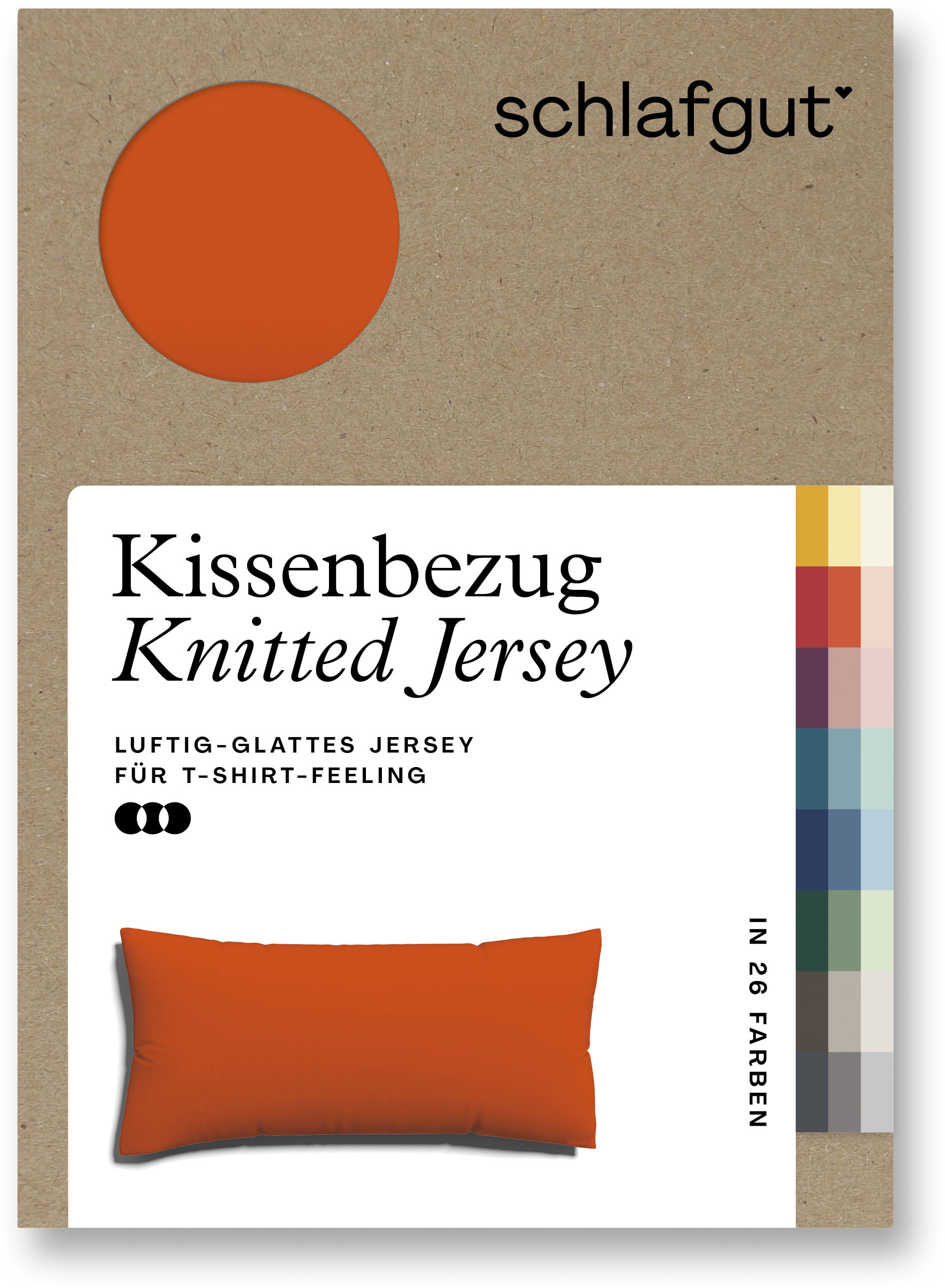 Schlafgut Kissenbezug »Knitted Jersey aus Bio-Baumwolle mit Elasthan, bügelfrei,«, (1 St.), besonders fein gestrickt, Kissenhülle mit farbigem Reissverschluss von Schlafgut