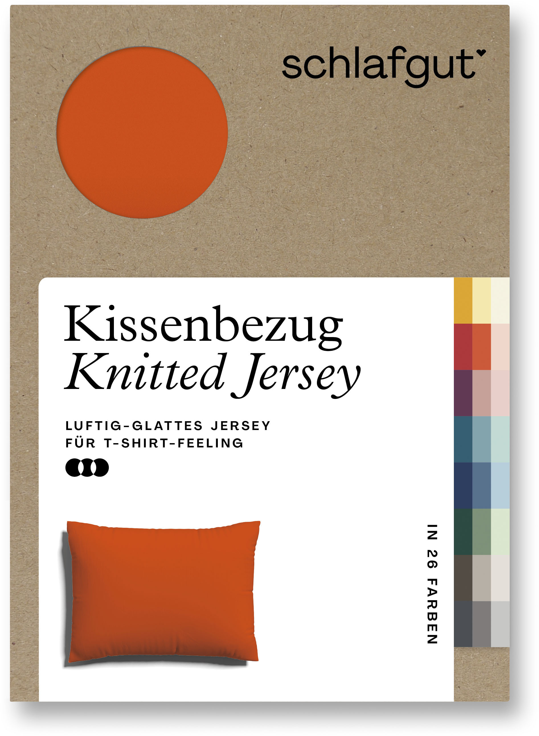 Schlafgut Kissenbezug »Knitted Jersey aus Bio-Baumwolle mit Elasthan, bügelfrei,«, (1 St.), besonders fein gestrickt, Kissenhülle mit farbigem Reissverschluss von Schlafgut