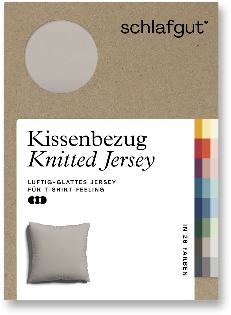 Schlafgut Kissenbezug »Knitted Jersey aus Bio-Baumwolle mit Elasthan, bügelfrei,«, (1 St.), besonders fein gestrickt, Kissenhülle mit farbigem Reissverschluss von Schlafgut