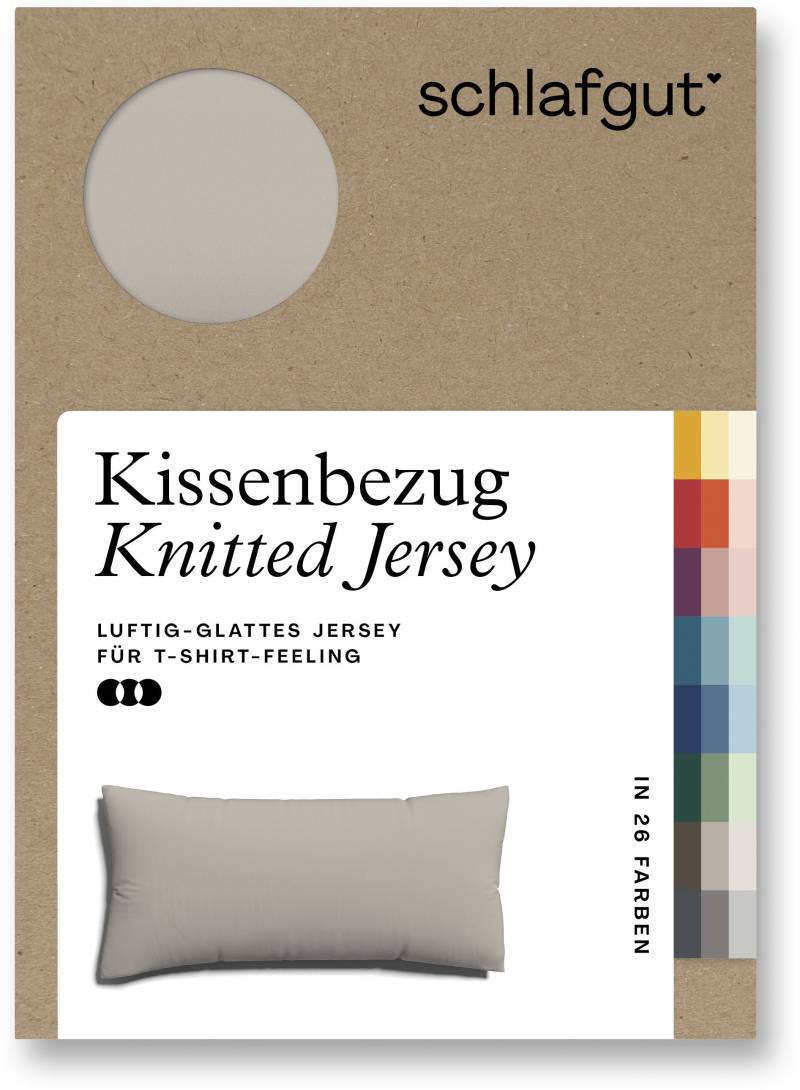 Schlafgut Kissenbezug »Knitted Jersey aus Bio-Baumwolle mit Elasthan, bügelfrei,«, (1 St.), besonders fein gestrickt, Kissenhülle mit farbigem Reissverschluss von Schlafgut