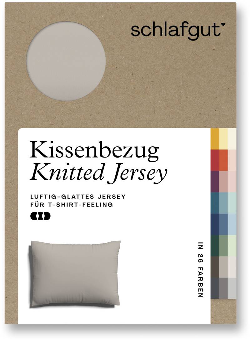 Schlafgut Kissenbezug »Knitted Jersey aus Bio-Baumwolle mit Elasthan, bügelfrei,«, (1 St.), besonders fein gestrickt, Kissenhülle mit farbigem Reissverschluss von Schlafgut