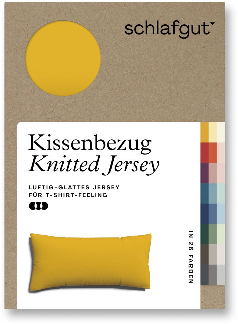 Schlafgut Kissenbezug »Knitted Jersey aus Bio-Baumwolle mit Elasthan, bügelfrei,«, (1 St.), besonders fein gestrickt, Kissenhülle mit farbigem Reissverschluss von Schlafgut