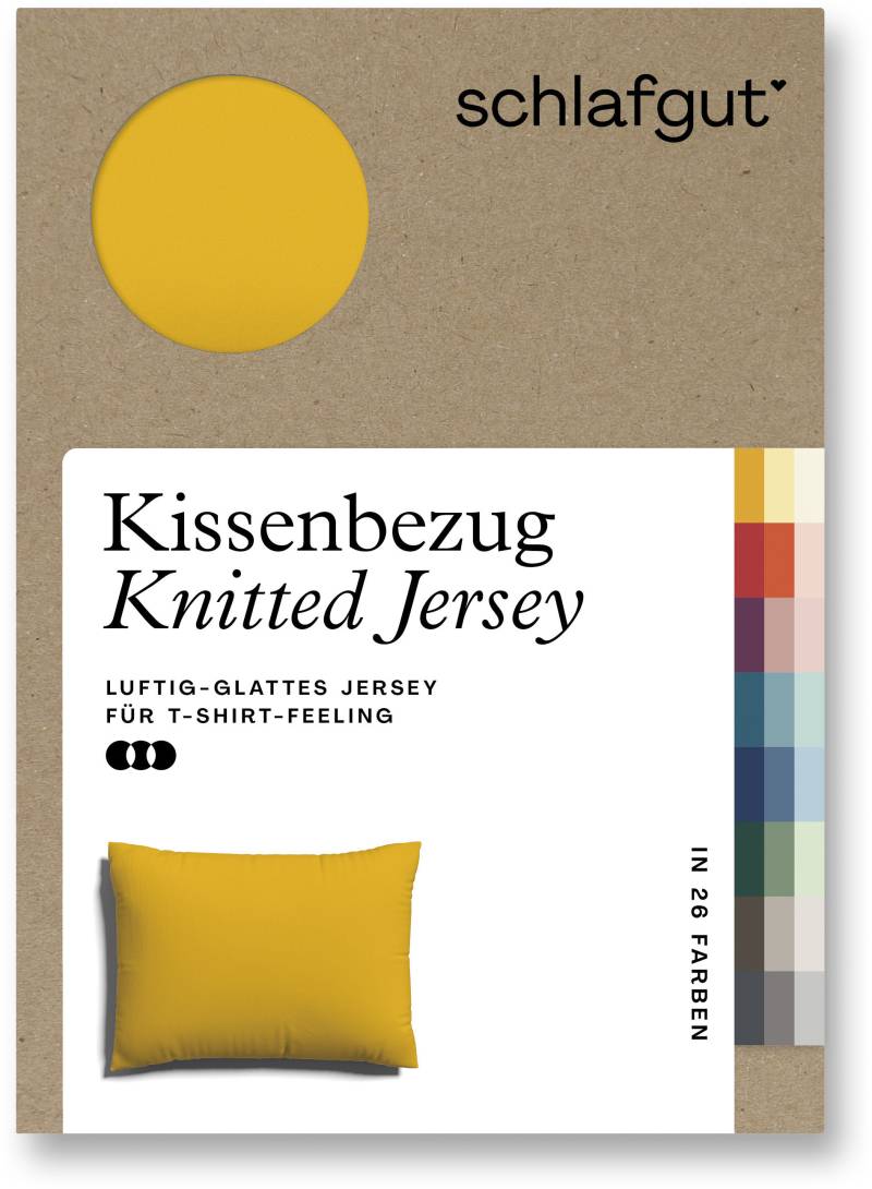 Schlafgut Kissenbezug »Knitted Jersey aus Bio-Baumwolle mit Elasthan, bügelfrei,«, (1 St.), besonders fein gestrickt, Kissenhülle mit farbigem Reissverschluss von Schlafgut