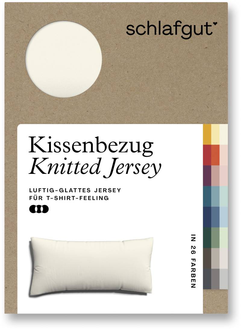 Schlafgut Kissenbezug »Knitted Jersey aus Bio-Baumwolle mit Elasthan, bügelfrei,«, (1 St.), besonders fein gestrickt, Kissenhülle mit farbigem Reissverschluss von Schlafgut