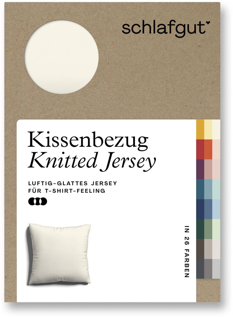 Schlafgut Kissenbezug »Knitted Jersey aus Bio-Baumwolle mit Elasthan, bügelfrei,«, (1 St.), besonders fein gestrickt, Kissenhülle mit farbigem Reissverschluss von Schlafgut