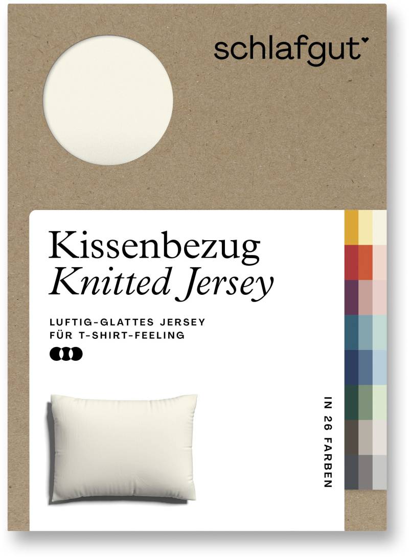 Schlafgut Kissenbezug »Knitted Jersey aus Bio-Baumwolle mit Elasthan, bügelfrei,«, (1 St.), besonders fein gestrickt, Kissenhülle mit farbigem Reissverschluss von Schlafgut