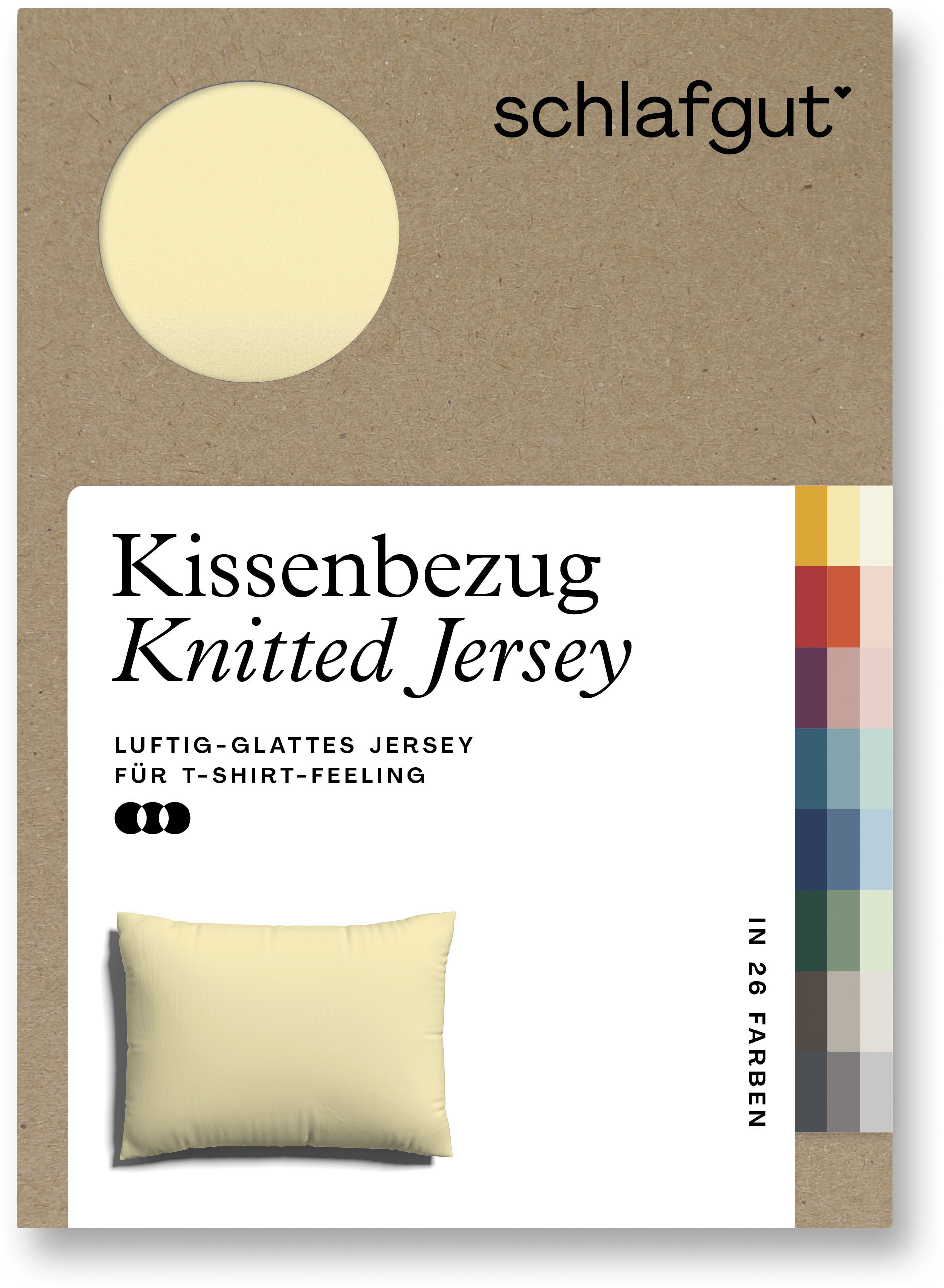 Schlafgut Kissenbezug »Knitted Jersey aus Bio-Baumwolle mit Elasthan, bügelfrei,«, (1 St.), besonders fein gestrickt, Kissenhülle mit farbigem Reissverschluss von Schlafgut