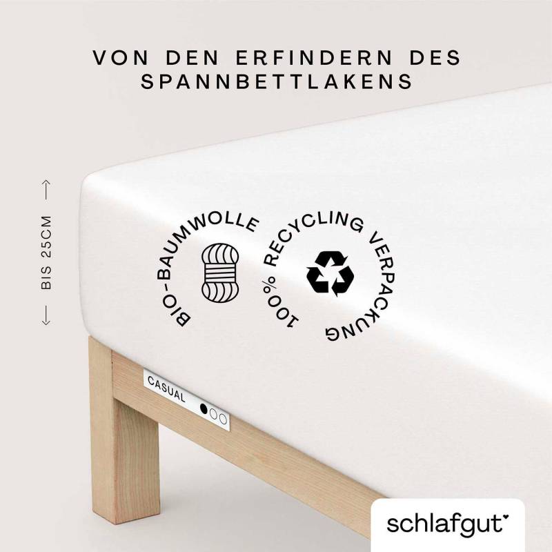 Schlafgut Spannbettlaken »CASUAL u.a. in Gr. 90x200, 140x200 oder 180x200 cm, 100% Bio-Baumwolle«, Bettlaken für Matratzen bis 25 cm Höhe, zuverlässig, langlebig, weich von Schlafgut