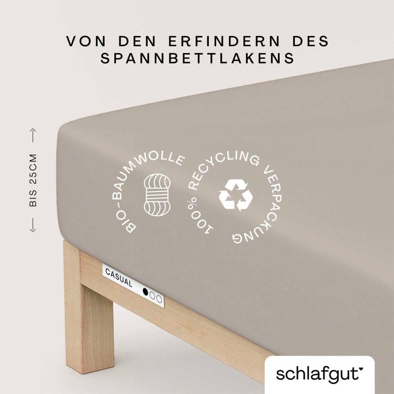 Schlafgut Spannbettlaken »CASUAL u.a. in Gr. 90x200, 140x200 oder 180x200 cm, 100% Bio-Baumwolle«, Bettlaken für Matratzen bis 25 cm Höhe, zuverlässig, langlebig, weich von Schlafgut