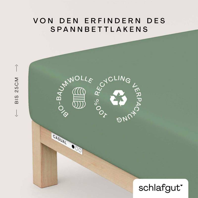 Schlafgut Spannbettlaken »CASUAL u.a. in Gr. 90x200, 140x200 oder 180x200 cm, 100% Bio-Baumwolle«, Bettlaken für Matratzen bis 25 cm Höhe, zuverlässig, langlebig, weich von Schlafgut