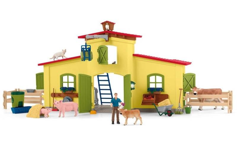 Schleich® Spielfigur »Farm World Stall mit Tieren und Zubehör« von Schleich®