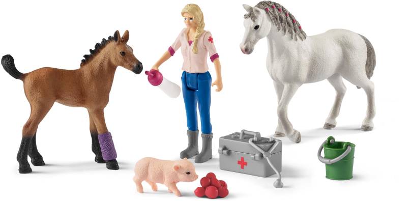 Schleich® Spielfigur »HORSE CLUB, Spielset, Arztbesuch bei Stute und Fohlen (42486)«, Made in Europe von Schleich®