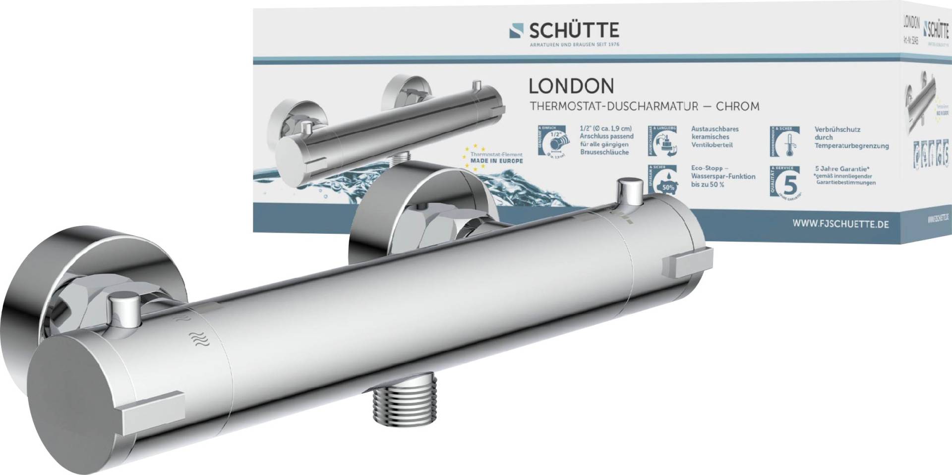 Schütte Duscharmatur »London«, mit Thermostat, Mischbatterie Dusche, Duschthermostat von Schütte