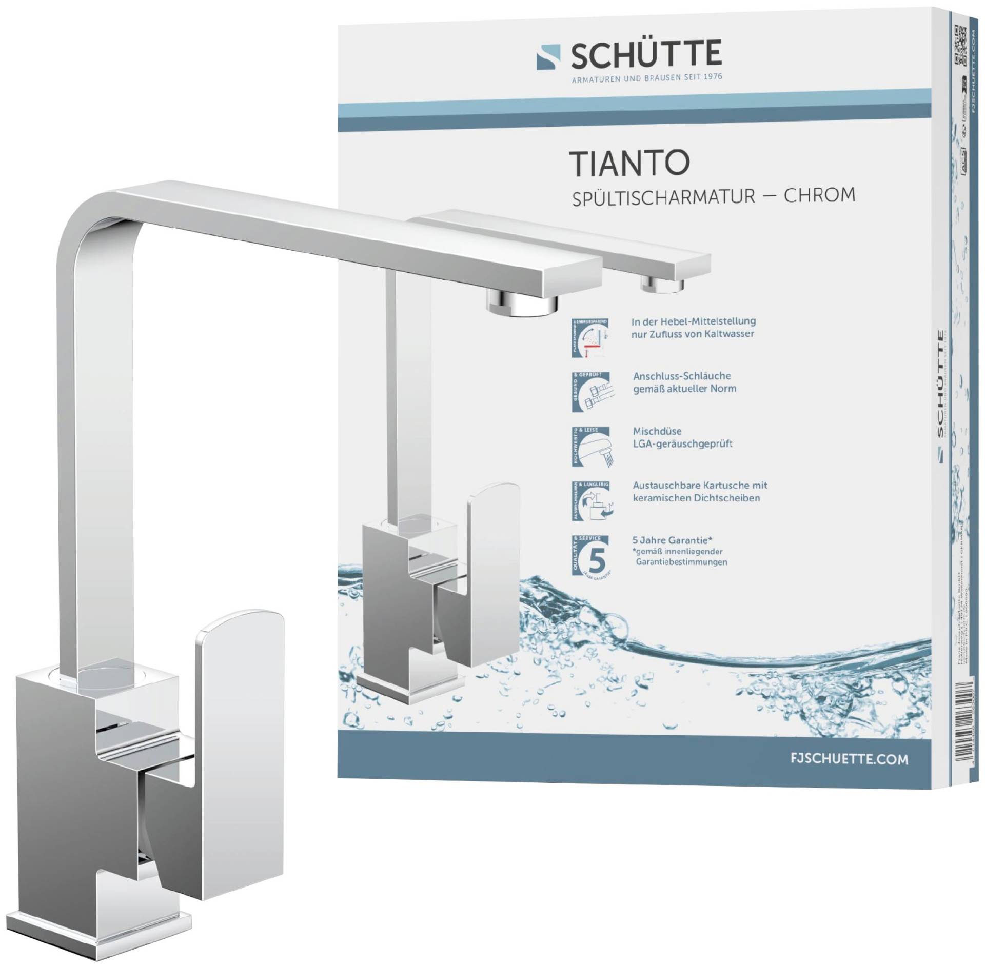 Schütte Spültischarmatur »Tianto«, 360° schwenkbarer Wasserhahn, Mischbatterie, Chrom, Hochdruck von Schütte