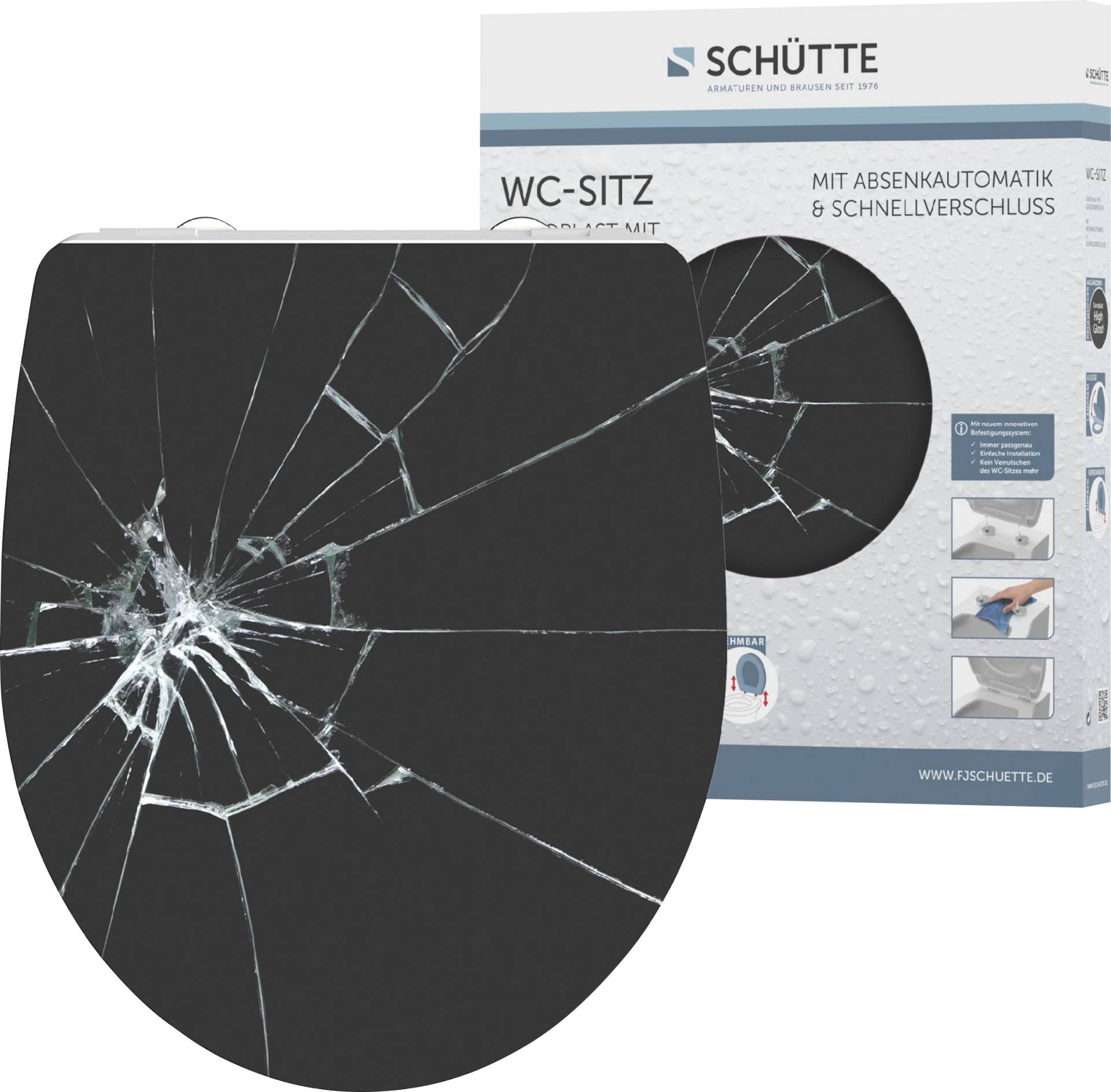 Schütte WC-Sitz »Broken Glass«, Duroplast, mit Absenkautomatik und Schnellverschluss, High Gloss von Schütte