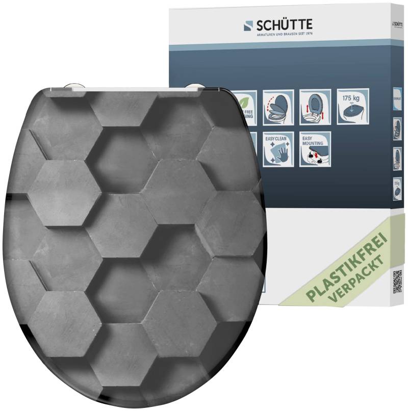 Schütte WC-Sitz »Grey Hexagons«, Duroplast, mit Absenkautomatik und Schnellverschluss von Schütte