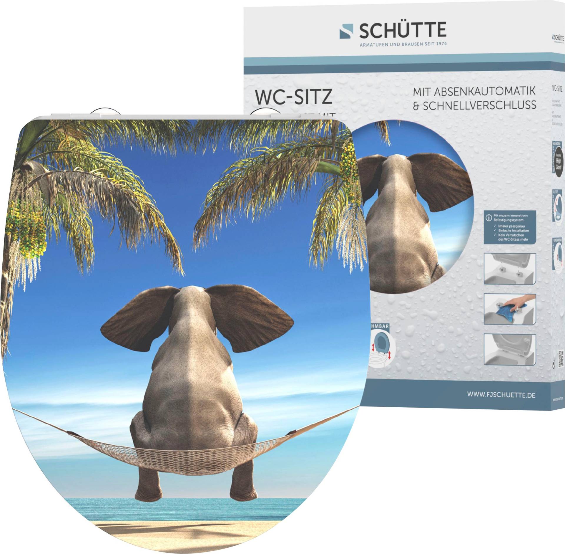 Schütte WC-Sitz »Happy Elephant«, Duroplast, mit Absenkautomatik und Schnellverschluss, High Gloss von Schütte