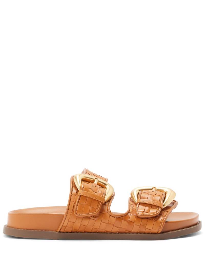 Schutz buckled woven slides - Brown von Schutz