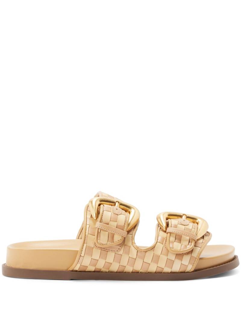 Schutz buckled woven slides - Neutrals von Schutz