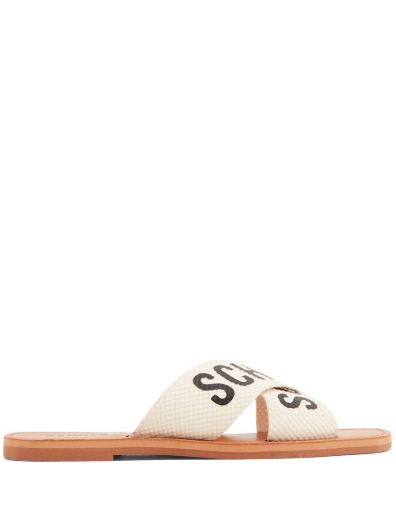 Schutz logo-print straps slides - Neutrals von Schutz